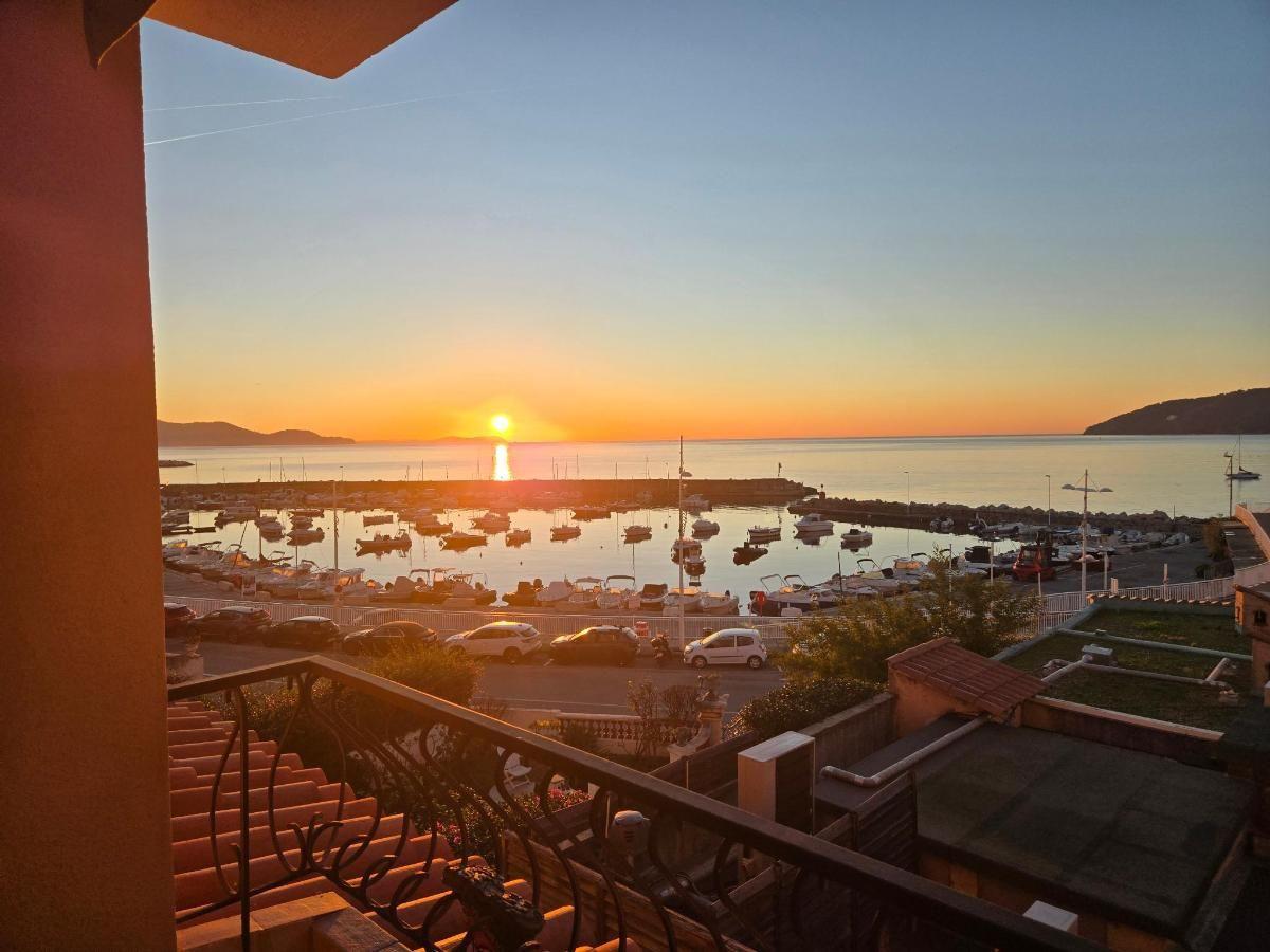 The bay of Toulon at sunset, from the hotel